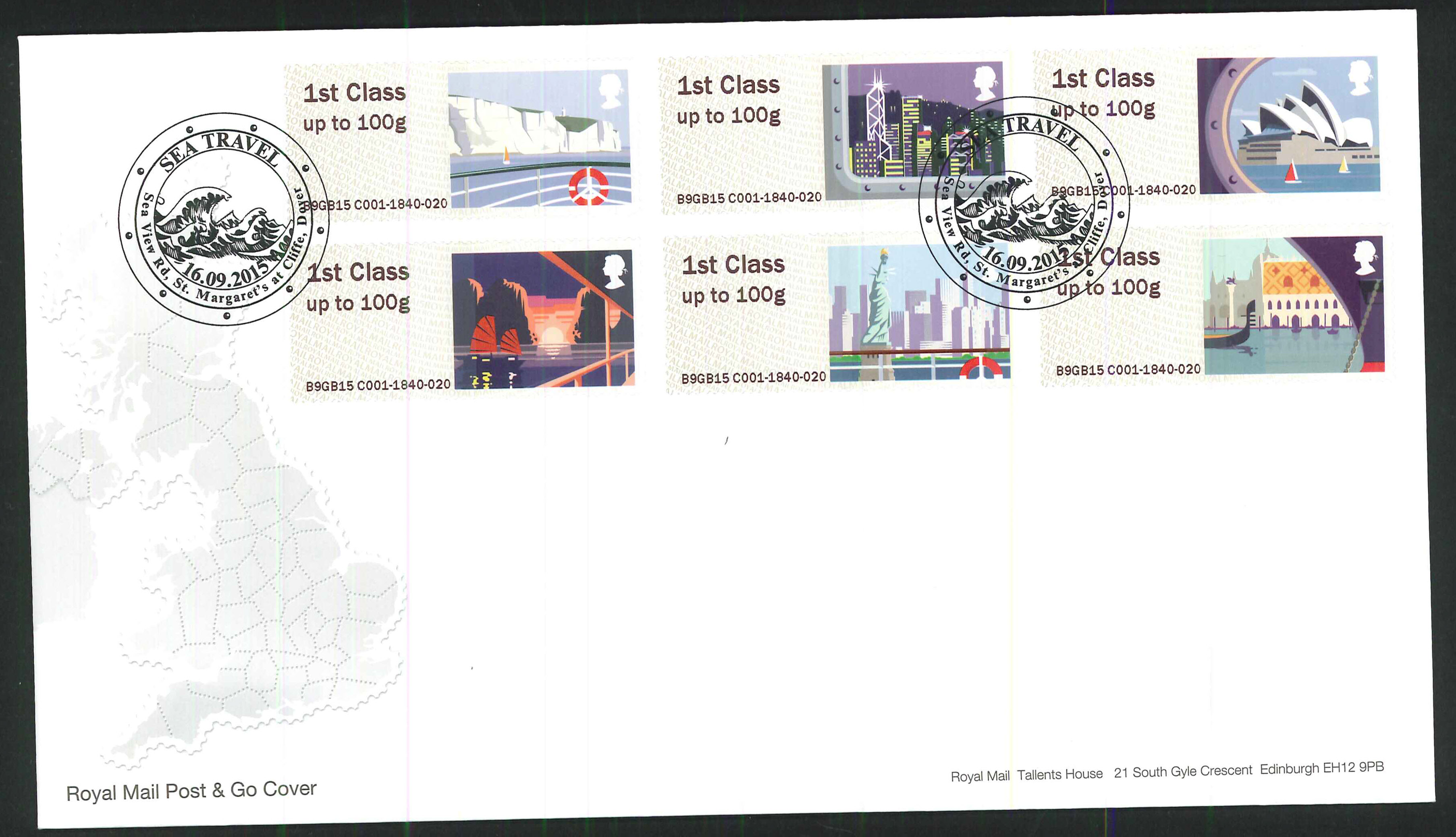 2015 Sea Travel Post & Go Postmark First Day Cover, Sea Travel / Sea View Rd, Dover Postmark